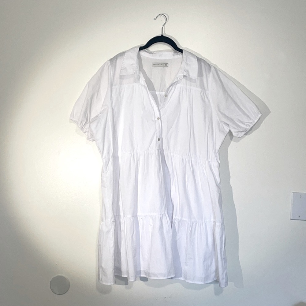 Abercrombie | Button Down White Puff Sleeve Babydoll Dress